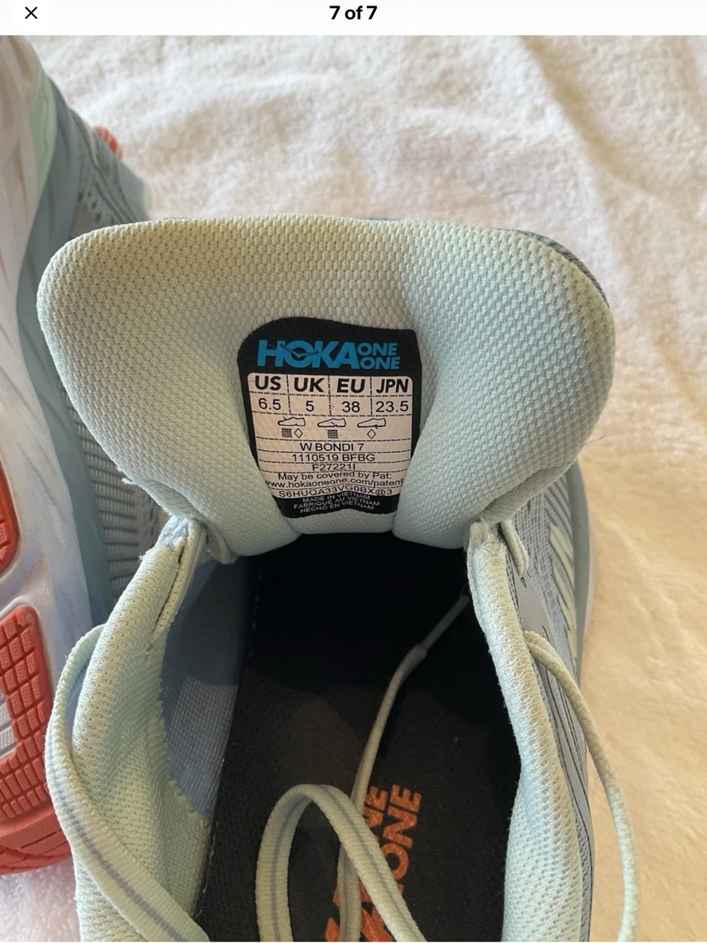 Hoka Women's Athletic Shoes in Blue with Orange Accents - Picture 7 of 7